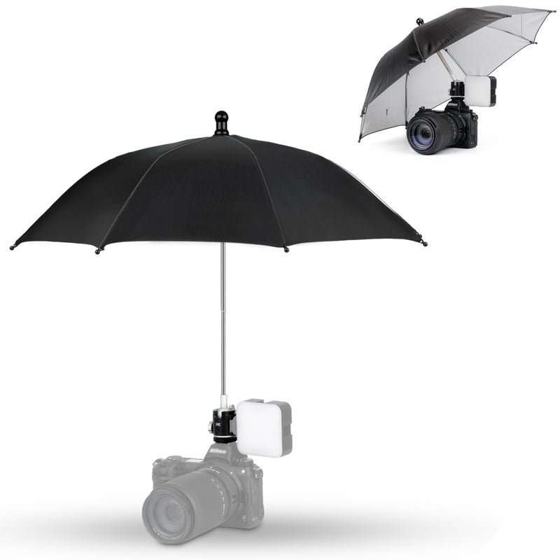 Kiorafoto 3 Level Height Adjustable Camera Hot Shoe Umbrella Upgrade Rain Umbrella with Cold Shoe Mount Rain Cover Protector Sunshade for Canon Sony Nikon Fuji DSLR Mirrorless Camera - Image 2