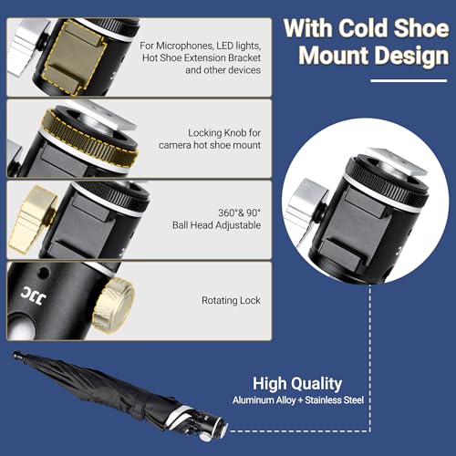 Kiorafoto 3 Level Height Adjustable Camera Hot Shoe Umbrella Upgrade Rain Umbrella with Cold Shoe Mount Rain Cover Protector Sunshade for Canon Sony Nikon Fuji DSLR Mirrorless Camera - Image 3
