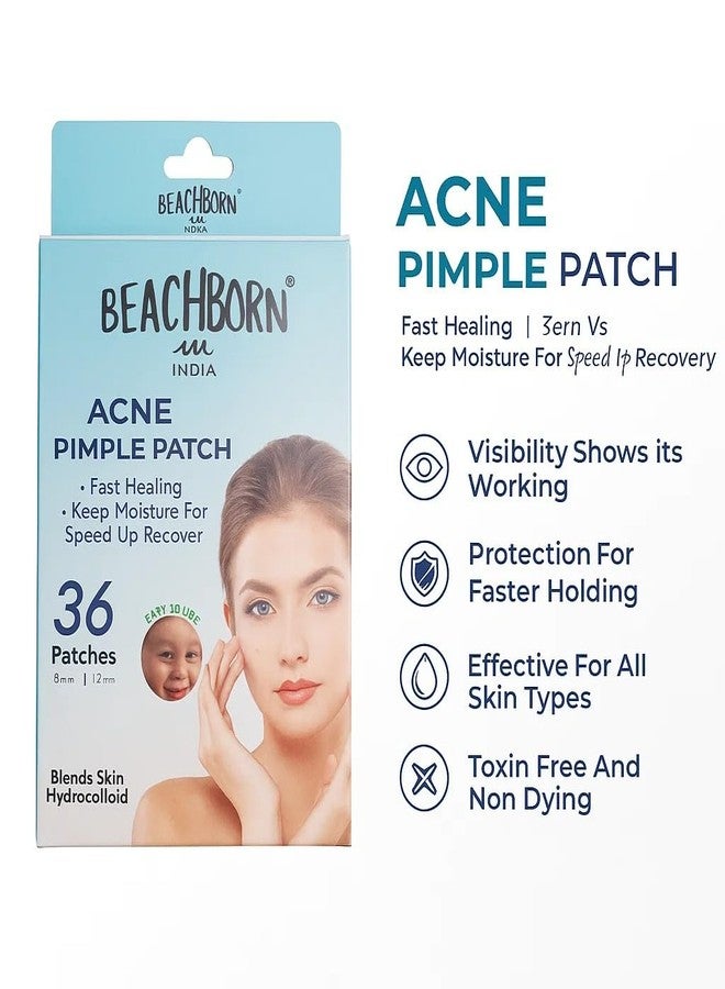 BEACHBORN Good Bye to Pimples | Pimple Patch for Face | AcnePatch For Teen's Hydrocolloid Fast Breakout Healing, Invisible Spot cover, 36Patches (24Patch 8mm +12Patch 12mm) - Image 5