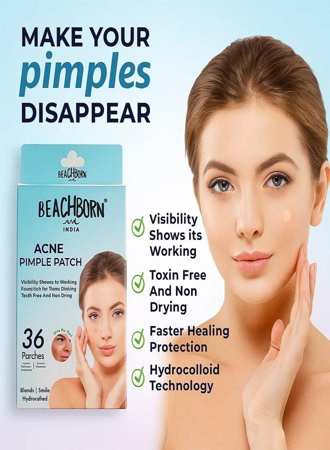 BEACHBORN Good Bye to Pimples | Pimple Patch for Face | AcnePatch For Teen's Hydrocolloid Fast Breakout Healing, Invisible Spot cover, 36Patches (24Patch 8mm +12Patch 12mm) - Image 4