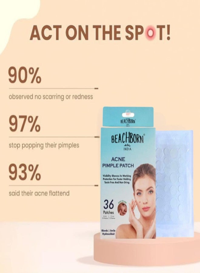 BEACHBORN Good Bye to Pimples | Pimple Patch for Face | AcnePatch For Teen's Hydrocolloid Fast Breakout Healing, Invisible Spot cover, 36Patches (24Patch 8mm +12Patch 12mm) - Image 2