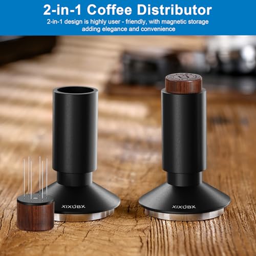 XIXUBX 2-in-1 Espresso Tamper & Magnetic WDT Tool, 51mm Spring Loaded Tamper with Corrugated Base & Cover, Anodized Aluminum Handle, Fits XIXUBX and Other 51mm Portafilter Espresso Machines - Image 4