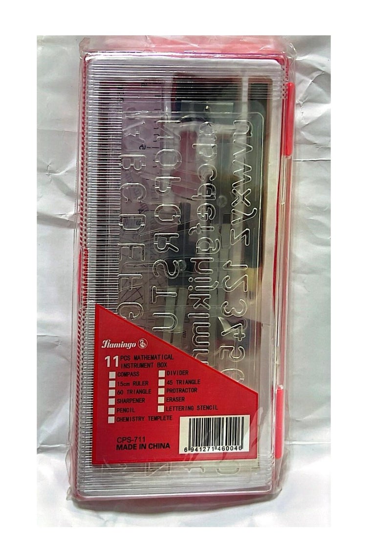 Flamingo 11-Pieces Mathematical Instrument Box Multicolor - Image 1