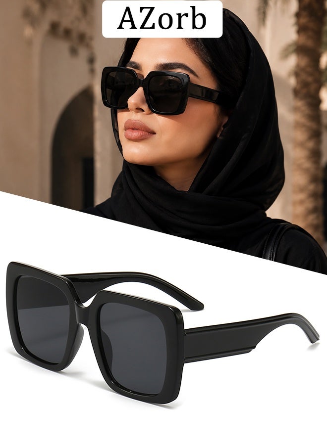 آأزورب نظارات شمسية نسائية رجالية نظارات شمسية للرجال والنساء نظارات للجنسين كبيرة مربعة كلاسيكية عصرية نظارة شمسية نظارات حماية من الأشعة فوق البنفسجية - Image 1