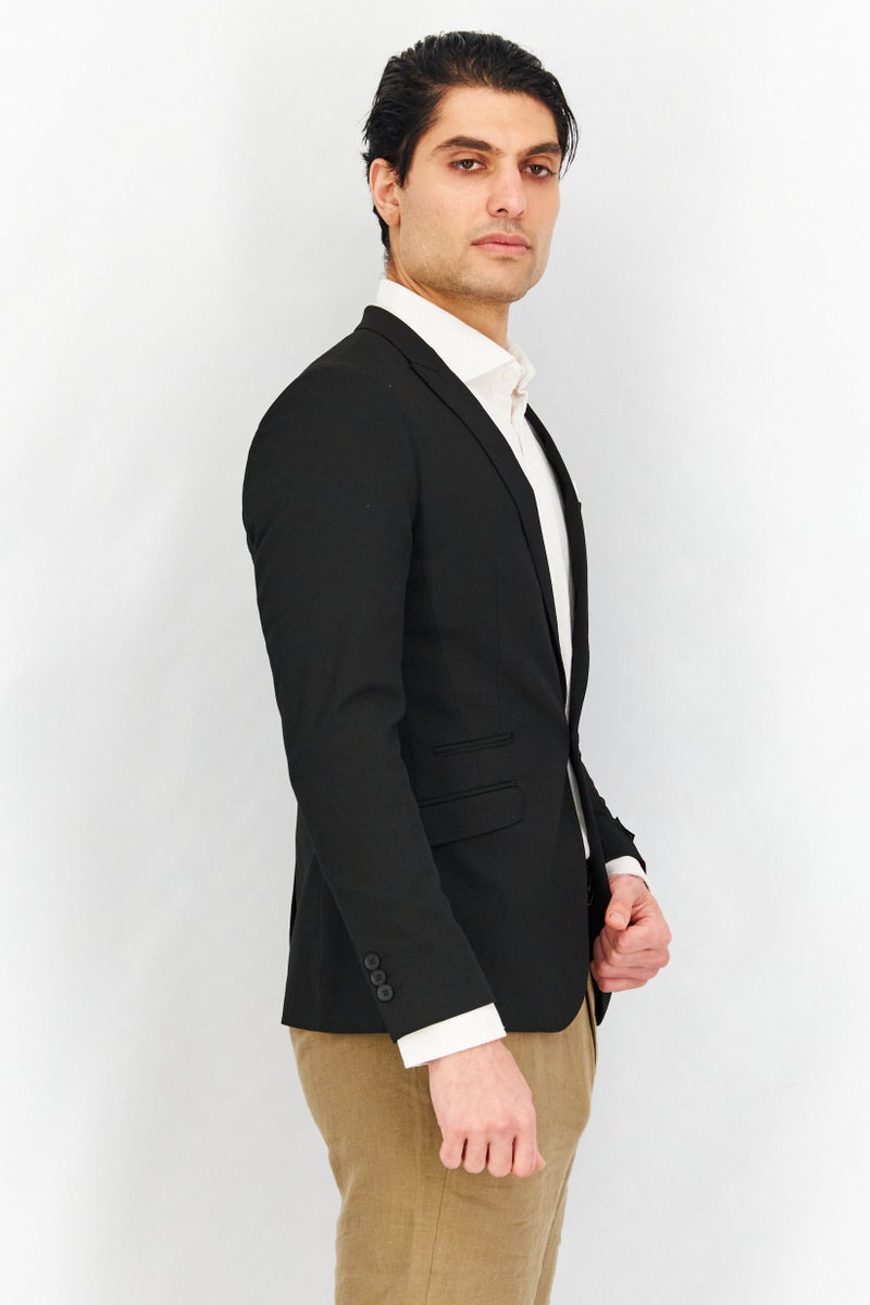 SELECTED Men Slim Fit Plain Formal Blazer, Black - Image 4