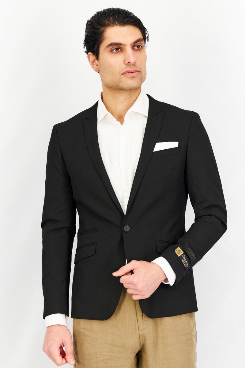 SELECTED Men Slim Fit Plain Formal Blazer, Black - Image 1
