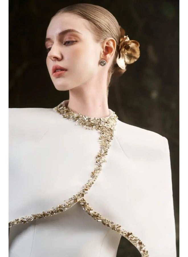 مدام يونيك فستان سهرة طويل بأناقة أوروبية وأمريكية - تصميم جديد بأكمام مزخرفة بالخرز والترصيع - Image 4