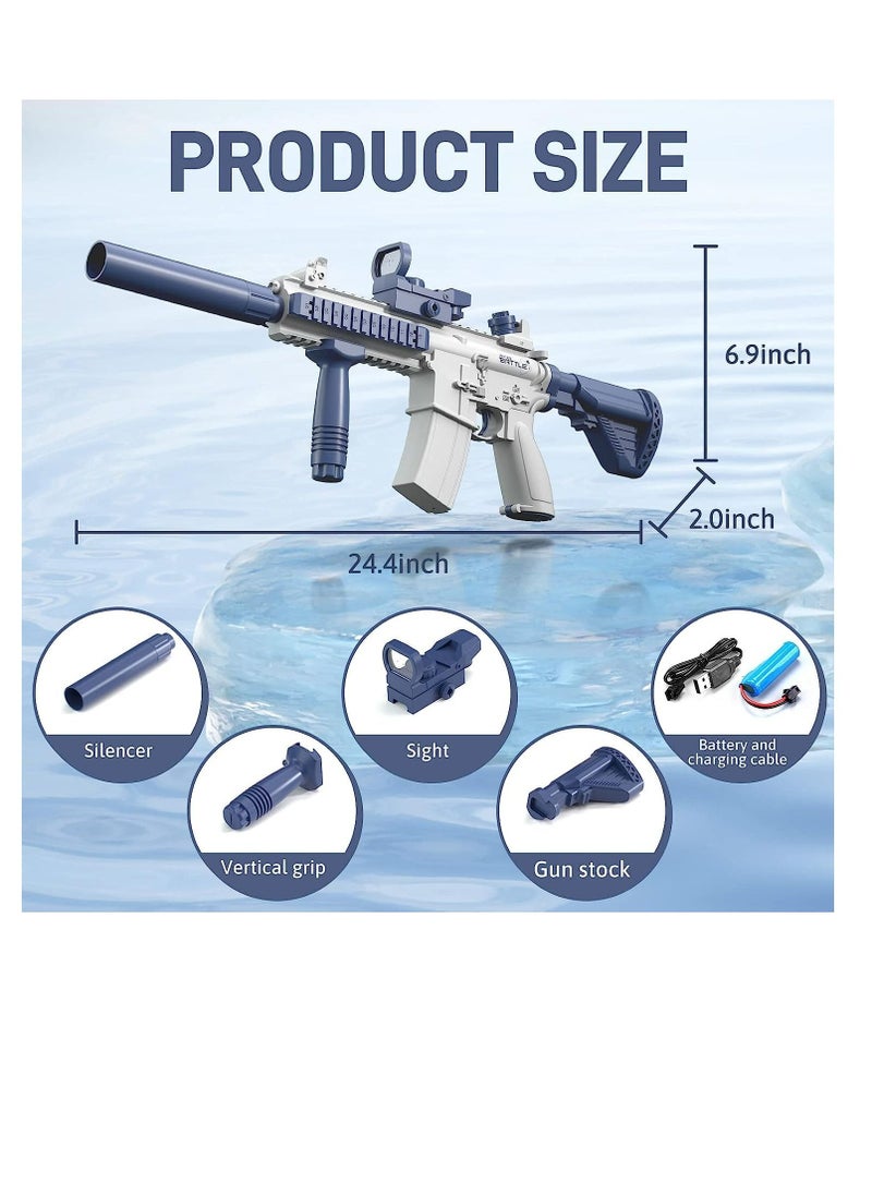 M416 Electric Water  Pistols Range 32 FT, High Capacity Automatic Water Pistols, Summer Outdoor and Pool Party Squirt Water  Pistols Toy (Blue)