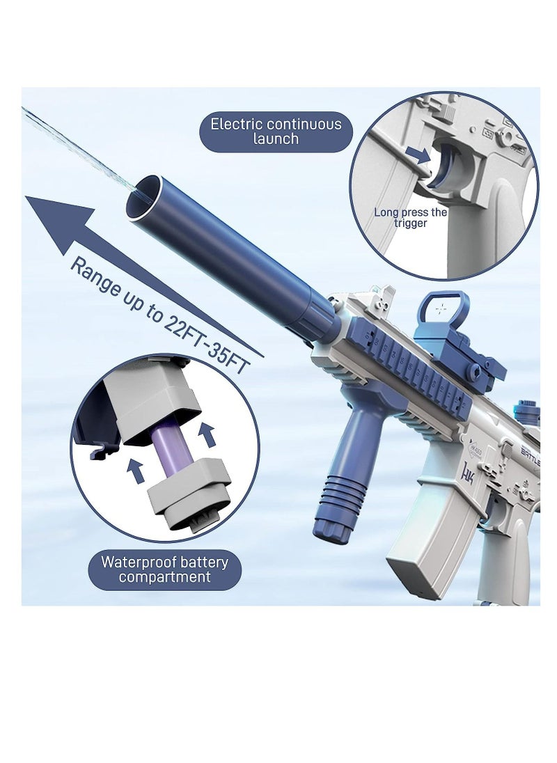 M416 Electric Water  Pistols Range 32 FT, High Capacity Automatic Water Pistols, Summer Outdoor and Pool Party Squirt Water  Pistols Toy (Blue)