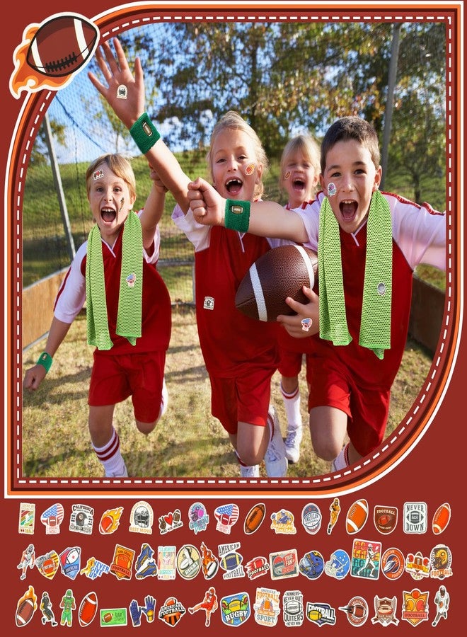 Maxdot 74 Pcs Football Party Favors with 6 Water Bottle 6 Cooling Towel 6 Sports Wristbands 6 Drawstring Gift Bag 50pcs Football Stickers, for Team Gifts Sports Party Supplies - Image 5
