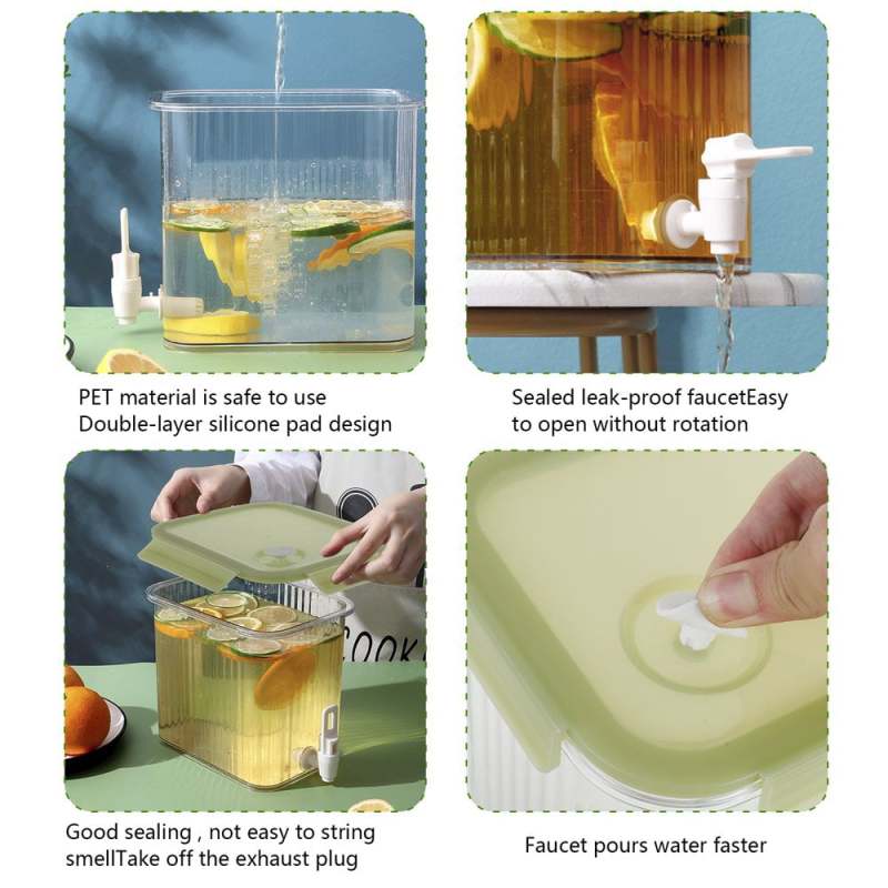 Glass Beverage Dispenser: Light Green, Leak Proof Drink Dispenser - Juice Dispenser for Home Bar, Kitchen, Party Use - Image 5