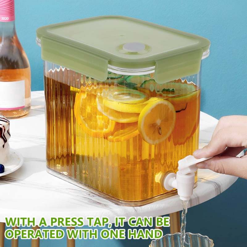 Glass Beverage Dispenser: Light Green, Leak Proof Drink Dispenser - Juice Dispenser for Home Bar, Kitchen, Party Use - Image 2