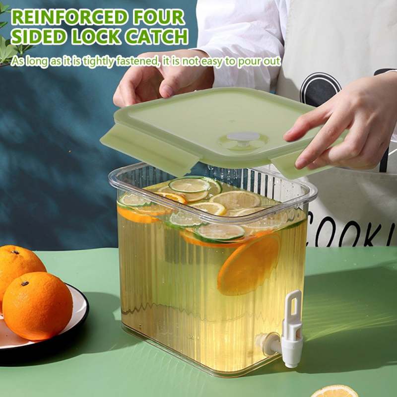 Glass Beverage Dispenser: Light Green, Leak Proof Drink Dispenser - Juice Dispenser for Home Bar, Kitchen, Party Use - Image 4
