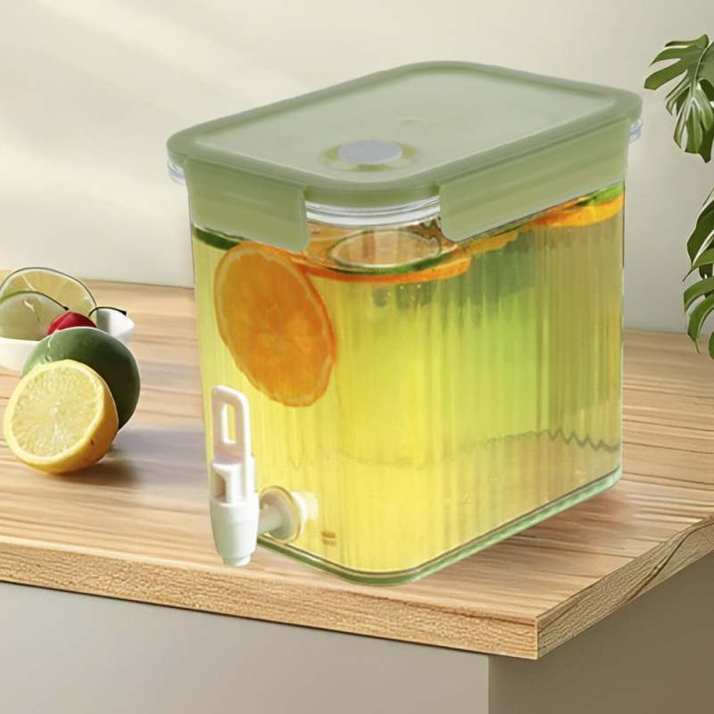 Glass Beverage Dispenser: Light Green, Leak Proof Drink Dispenser - Juice Dispenser for Home Bar, Kitchen, Party Use - Image 1