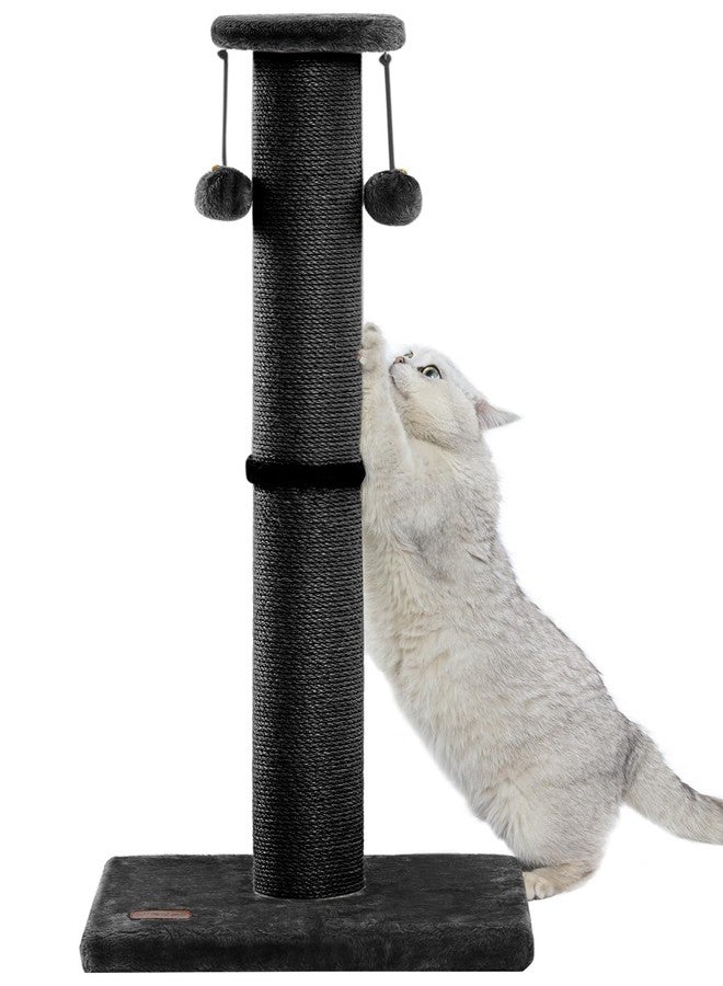 Kilodor 34Inch Tall Cat Scratching Post,4.3Inch Diameter Large Sisal Cat Scratch Post with Ball, Sturdy and Durable Cat Scratcher for Indoor Cats Adults Black - Image 1
