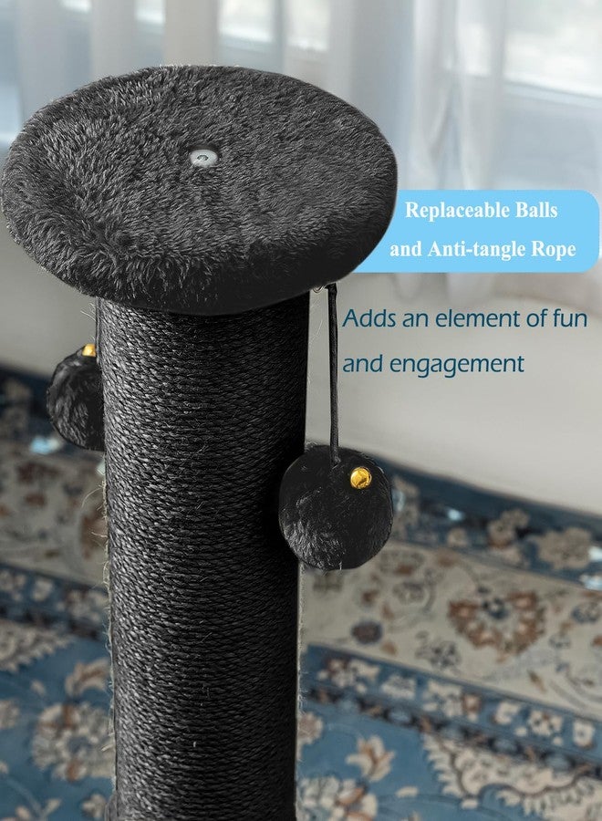 Kilodor 34Inch Tall Cat Scratching Post,4.3Inch Diameter Large Sisal Cat Scratch Post with Ball, Sturdy and Durable Cat Scratcher for Indoor Cats Adults Black - Image 4