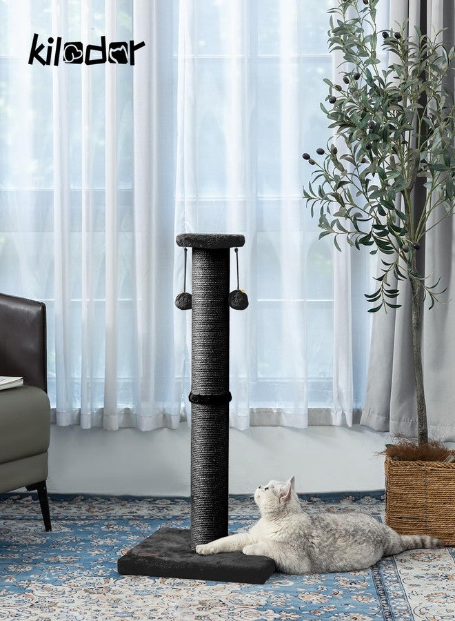 Kilodor 34Inch Tall Cat Scratching Post,4.3Inch Diameter Large Sisal Cat Scratch Post with Ball, Sturdy and Durable Cat Scratcher for Indoor Cats Adults Black - Image 2