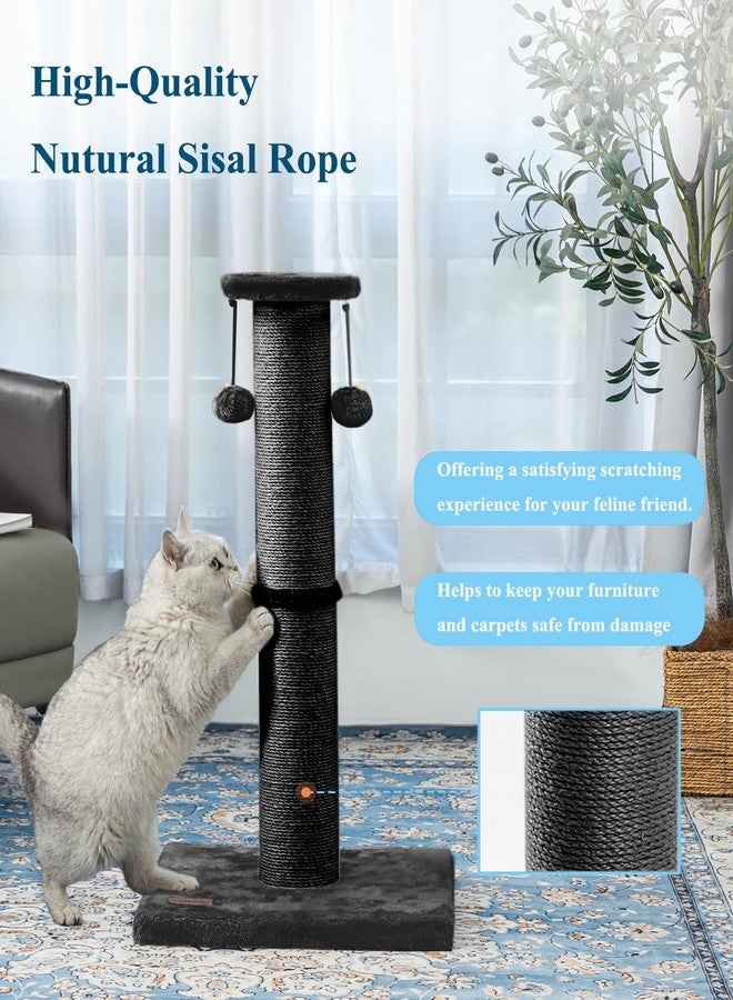 Kilodor 34Inch Tall Cat Scratching Post,4.3Inch Diameter Large Sisal Cat Scratch Post with Ball, Sturdy and Durable Cat Scratcher for Indoor Cats Adults Black - Image 5