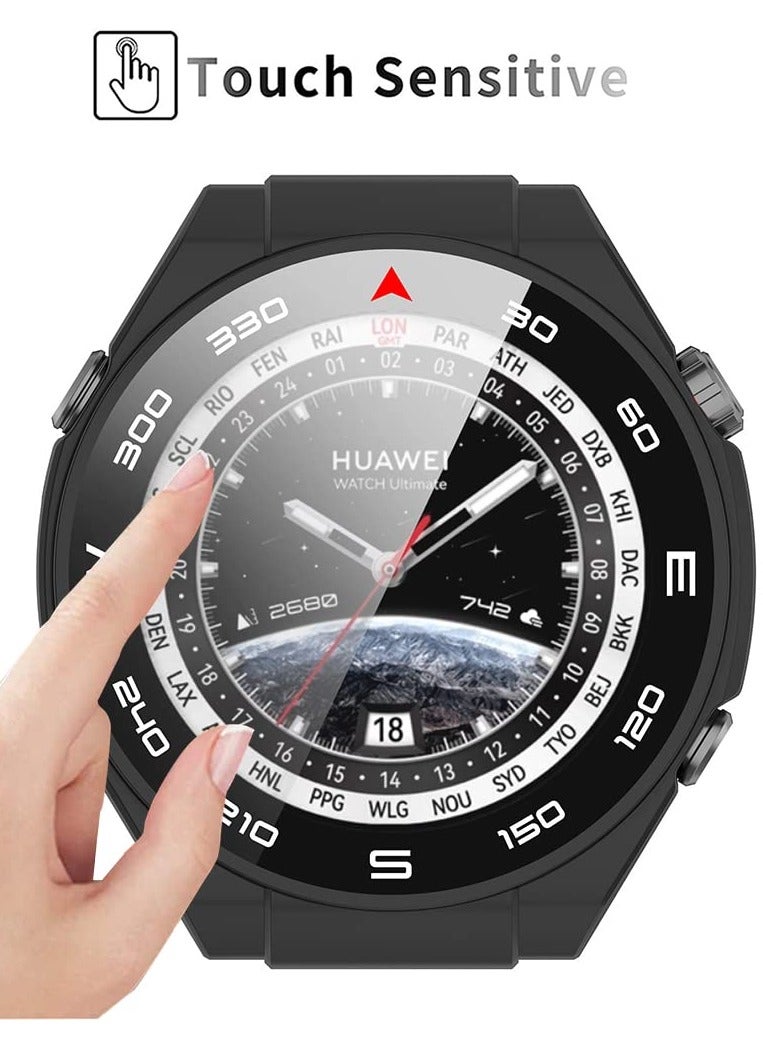 SOLARAE حافظة مزدوجة مع واقي شاشة زجاجي مقسى لساعات هواوي ووتش التيميت، غطاء واقي 360 درجة - حافظة PC رقيقة جداً باللونين الأسود والأزرق - Image 4