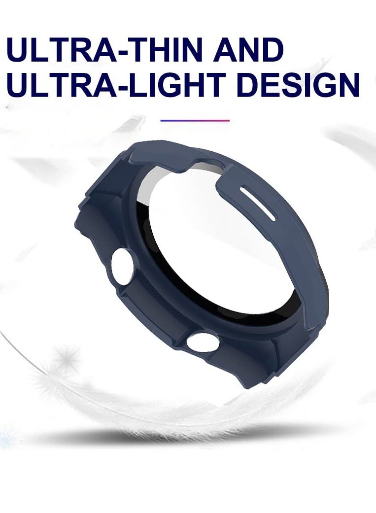 SOLARAE حافظة مزدوجة مع واقي شاشة زجاجي مقسى لساعات هواوي ووتش التيميت، غطاء واقي 360 درجة - حافظة PC رقيقة جداً باللونين الأسود والأزرق - Image 5