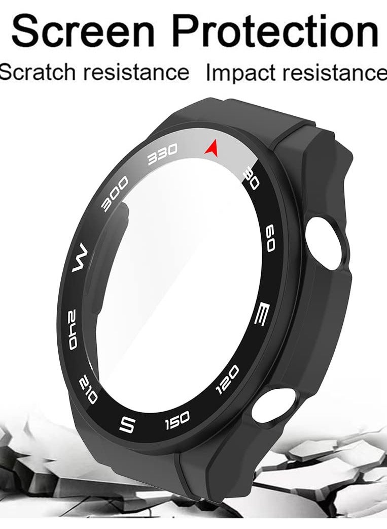 SOLARAE حافظة مزدوجة مع واقي شاشة زجاجي مقسى لساعات هواوي ووتش التيميت، غطاء واقي 360 درجة - حافظة PC رقيقة جداً باللونين الأسود والأزرق - Image 3