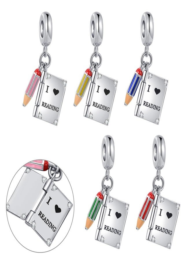 MiiFort Openable Knowledge is Power I Love Reading Book Pencil Charm Compatible with Pandora Charms Bracelets Graduation Gift for Daughter Sister Granddaughter Birthday (Pink) - Image 5
