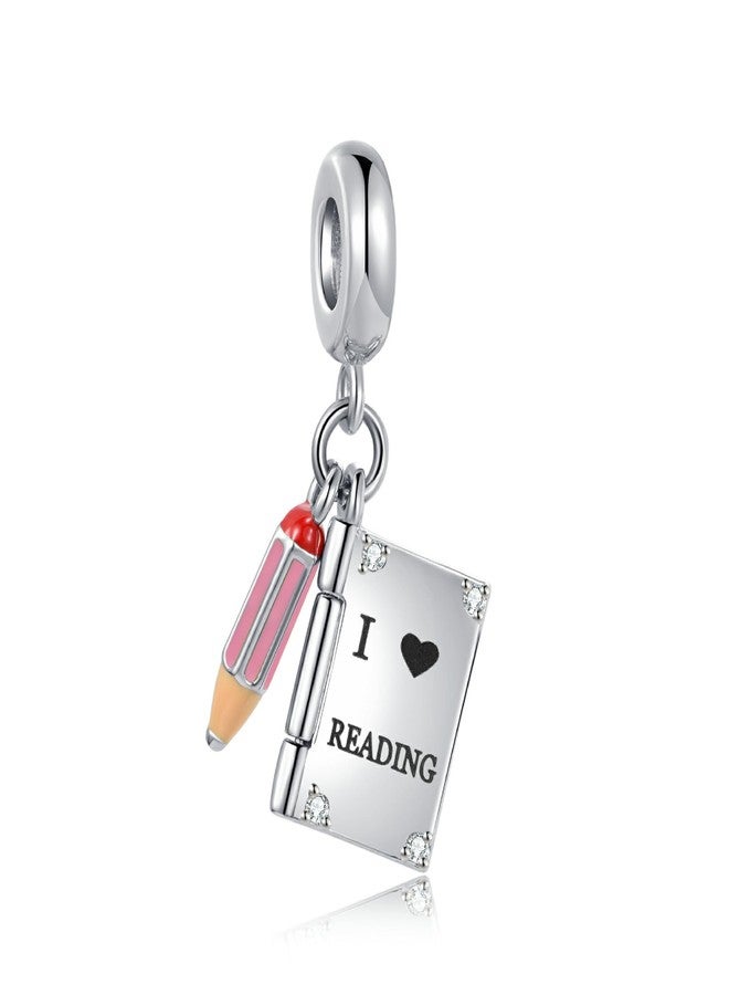 MiiFort Openable Knowledge is Power I Love Reading Book Pencil Charm Compatible with Pandora Charms Bracelets Graduation Gift for Daughter Sister Granddaughter Birthday (Pink) - Image 3
