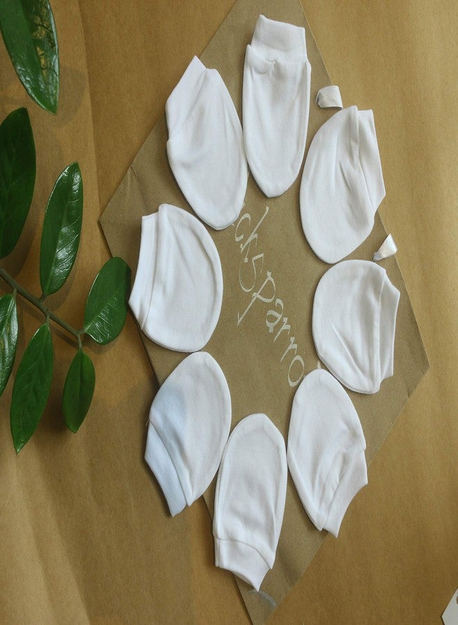 PICKSPARROW Soft Cotton Newborn Baby Mittens Set/Newborn Essentials (Solid White, Pack of 4) (0-3 Months) - Image 3