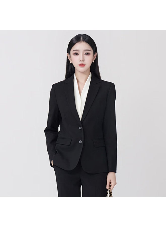 Teluoman Professional Women's Suit Set, Blazer Jacket For Women, Long Sleeves, Two-on Closure, Wrinkle-free Formal Wear, Interview Ol Suit - Image 1