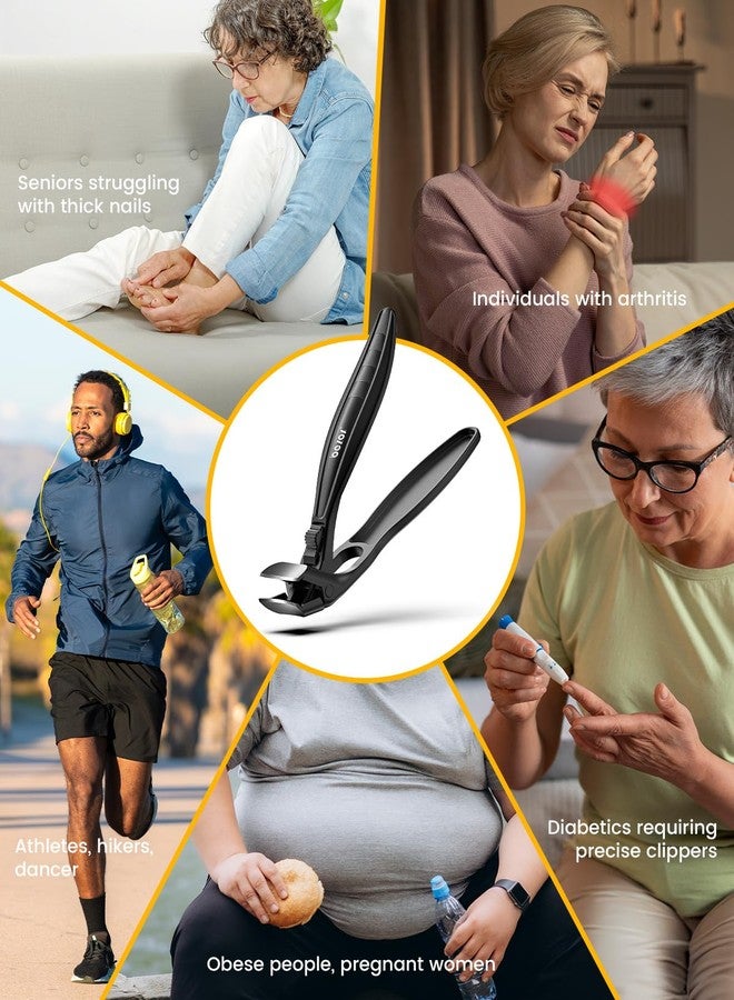 BEZOX Toe Nail Clippers for Thick Nails for Seniors with Safety Lock – Ergonomic Design Curved Cutting Jaw Toenail Clippers for Thick Nails for Comfortable, Safe, and Precise Trimming - Black - Image 5