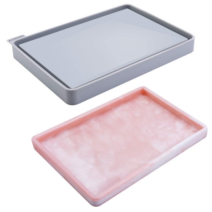 ROLLING TRAY MOLD FOR RESIN WITH SIDES LARGE SILICONE MOLD FOR EPOXY CASTING SERVING BOARD WITH EDGE SHINY SURFACE DURABLE 1043X74X098 IN