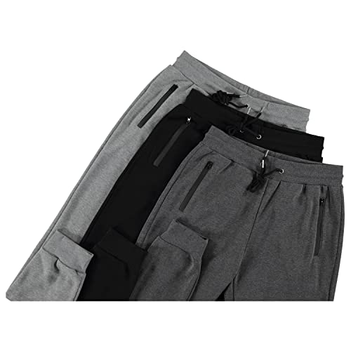 PURE CHAMP Mens 3 Pack Fleece Active Athletic Workout Jogger Sweatpants for Men with Zipper Pocket and Drawstring Size S-3XL(Medium, Set 1) - Image 3