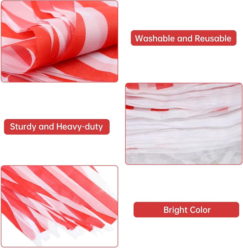 RUBFAC 170ft 120pcs Red and White Striped Pennant Banner, Carnival Circus Decorations Supplies, String Triangle Bunting Flags, Kids Birthday, New Year Eve Celebration Supplies - Image 4