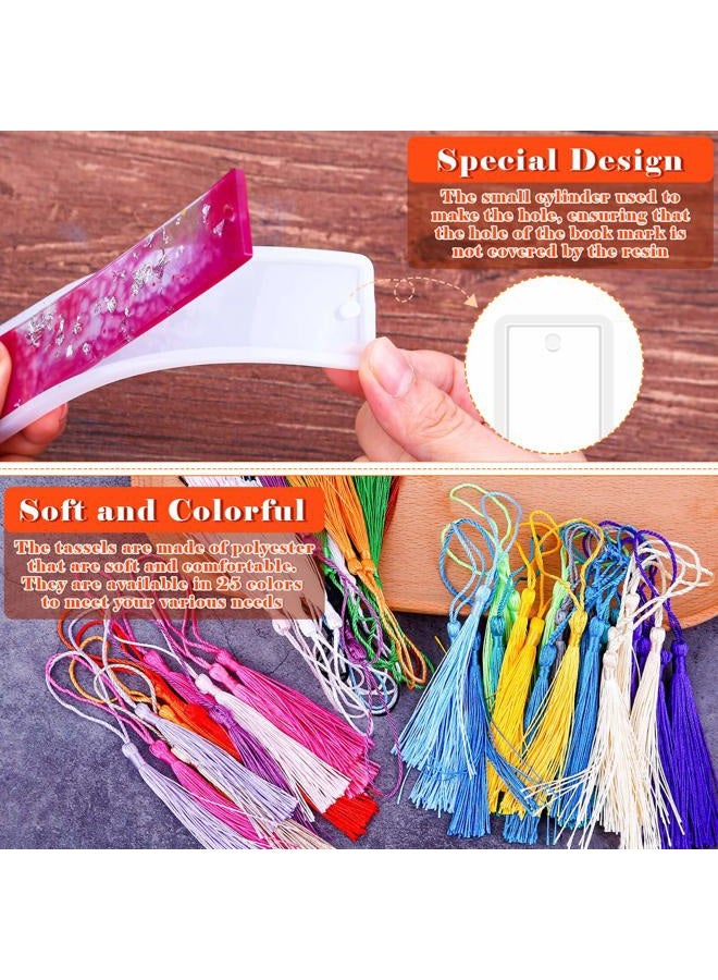 Caffox Bookmark Mold with Tassles, Bookmark Mold Kit with 100pcs Bookmark Tassels Bulk and 10pcs Rectangle Silicone Bookmark Mold for Epoxy Resin Casting - Image 4