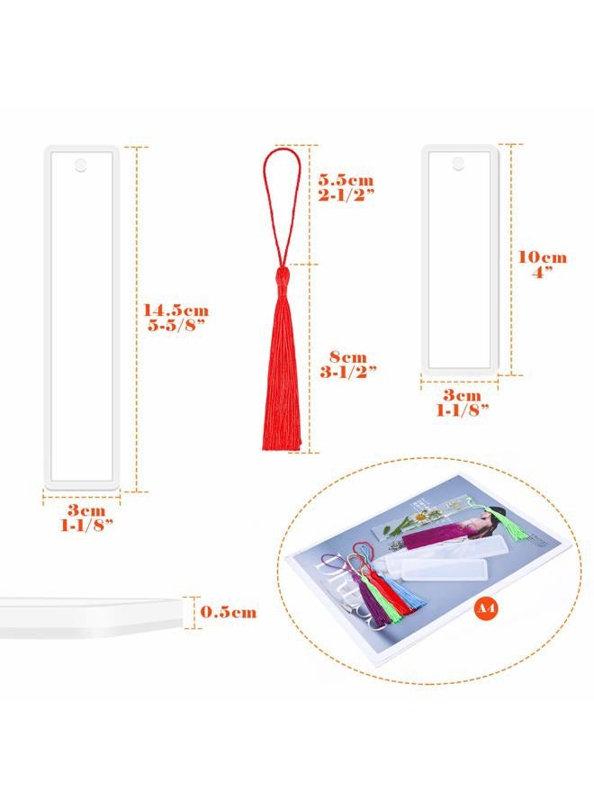 Caffox Bookmark Mold with Tassles, Bookmark Mold Kit with 100pcs Bookmark Tassels Bulk and 10pcs Rectangle Silicone Bookmark Mold for Epoxy Resin Casting - Image 5