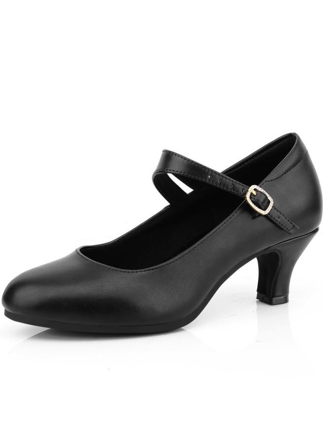 Sogebo Women's Ankle Strap Heels Character Shoes Wedding Ballroom Latin Dance Pumps, Black, 9.5 - Image 1
