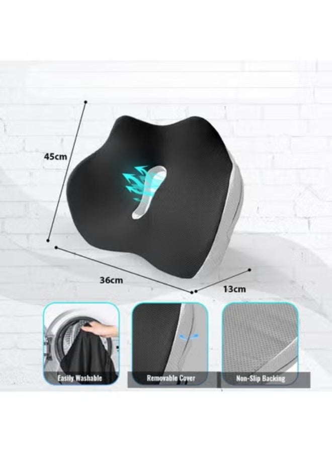 Ergonomic Memory Foam Seat Cushion for Car, Office Chair and Wheelchair, Comfortable Support Cushion with Removable Cover and Carry Handle - Image 3