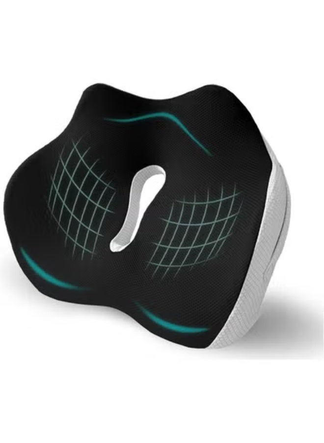 Ergonomic Memory Foam Seat Cushion for Car, Office Chair and Wheelchair, Comfortable Support Cushion with Removable Cover and Carry Handle - Image 1