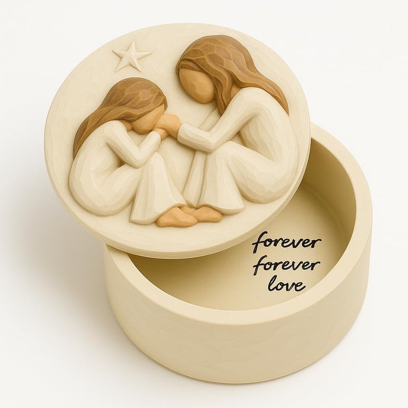GoGnome Resin Keepsake Box - Forever Love Jewelry & Trinket Holder for Mom Daughter or Sisters Best Friends Friendship - Hand-Painted Heartfelt Gift (Love) - Image 1