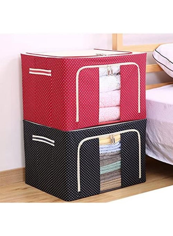 Gu oz Oxford Cloth Washable Stacked Storage Box With Zip Lid,Folding Garment Storage Organizer Containers,Multi-purpose Household Storage Boxes,Strong Metal Frame  - Image 1