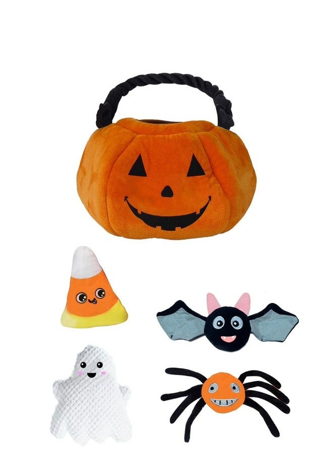 Glow Pups ألعاب الكلاب Glow Pups للهالوين، لعبة الاختباء والبحث، فانوس جاك أو لانترن مع 4 ألعاب قطيفة تصدر صوت صرير، مقبض حبل متين، تفاعلية، يقطينة برتقالية للهالوين - Image 1