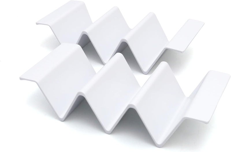 TP Taco Holder Stands, Set of 2 Melamine Large Taco Serving Rack Tray with Handle, Holds 3 Tacos, Dishwasher Safe, Ideal for Taco Night, Party, Home, Fiesta, White - Image 1