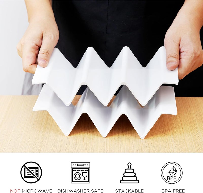 TP Taco Holder Stands, Set of 2 Melamine Large Taco Serving Rack Tray with Handle, Holds 3 Tacos, Dishwasher Safe, Ideal for Taco Night, Party, Home, Fiesta, White - Image 4