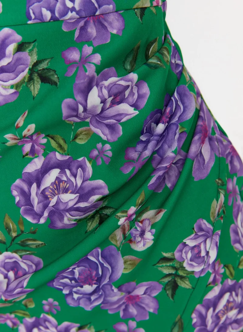 trendyol Strappy Floral Print Wrap Dress