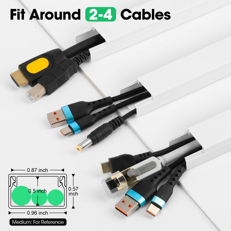 AZEN Cord Hider Kit, 110in Cord Covers for Wires on Wall, Paintable Wire Covers for Cords on Wall, Self-Adhesive Cable Hider Cord Organizer, Wire Hiders, 8X L14in X W0.96in x H0.57in - Image 2