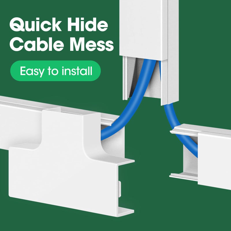 AZEN Cord Hider Kit, 110in Cord Covers for Wires on Wall, Paintable Wire Covers for Cords on Wall, Self-Adhesive Cable Hider Cord Organizer, Wire Hiders, 8X L14in X W0.96in x H0.57in - Image 5