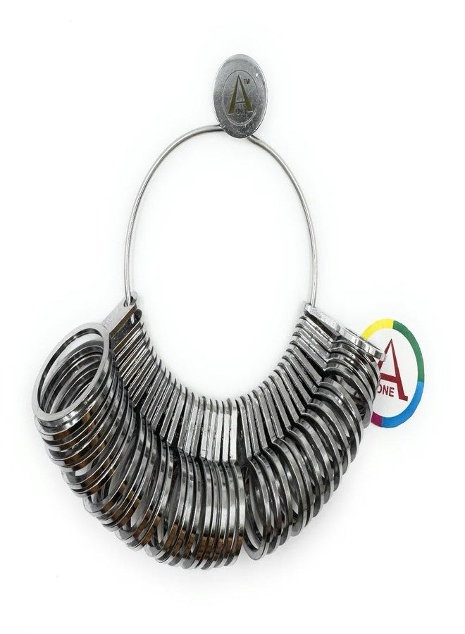 Aone Universal Ring Sizer Gauge With International Markings For Measuring Finger Ring Sizes Featuring 36Pcs Flat Rings For Jewellery Making, Jewellery Repair & Hobby Crafts Diy, Steel - Image 1