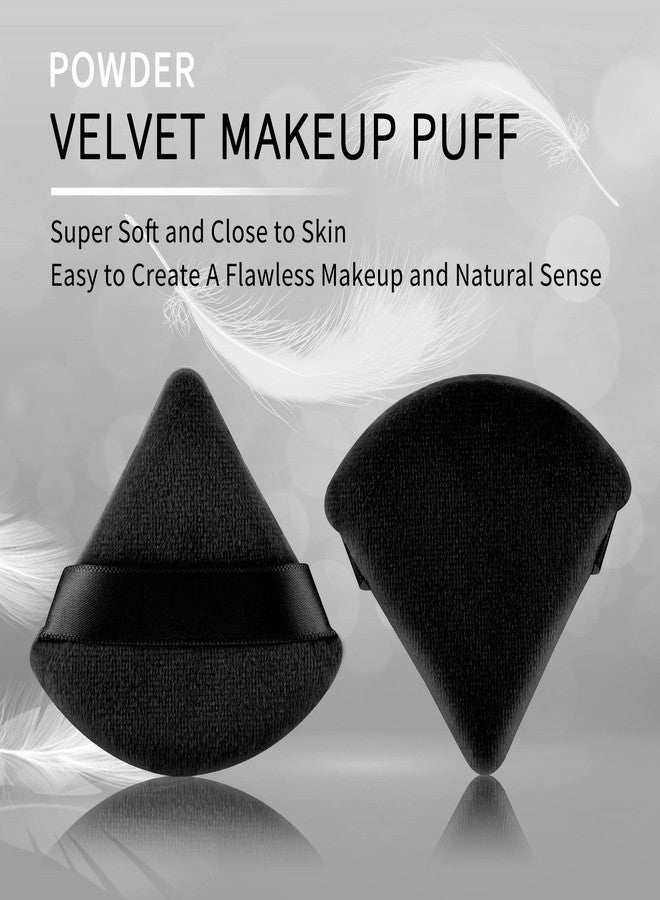 EVAOUXIU 2 Pcs EVAOUXIU Triangle Powder Puff for Face Powder, Soft Plush Setting Makeup Puff, Velour Cosmetic Foundation Blender Sponge Beauty Makeup Tools (Black) - Image 3
