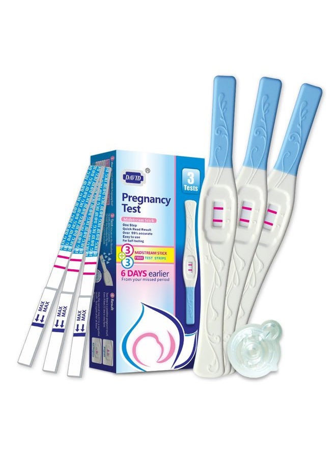 David Pregnancy Test Early Detection HCG Test for Fertility Women, Over 99% Accurate and Reliable Results, Pruebas De Embarazo 6 Days Before Missed Period 6 Count  - Image 1
