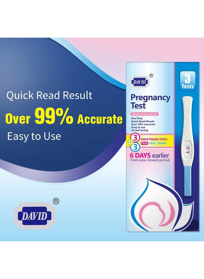 David Pregnancy Test Early Detection HCG Test for Fertility Women, Over 99% Accurate and Reliable Results, Pruebas De Embarazo 6 Days Before Missed Period 6 Count  - Image 2